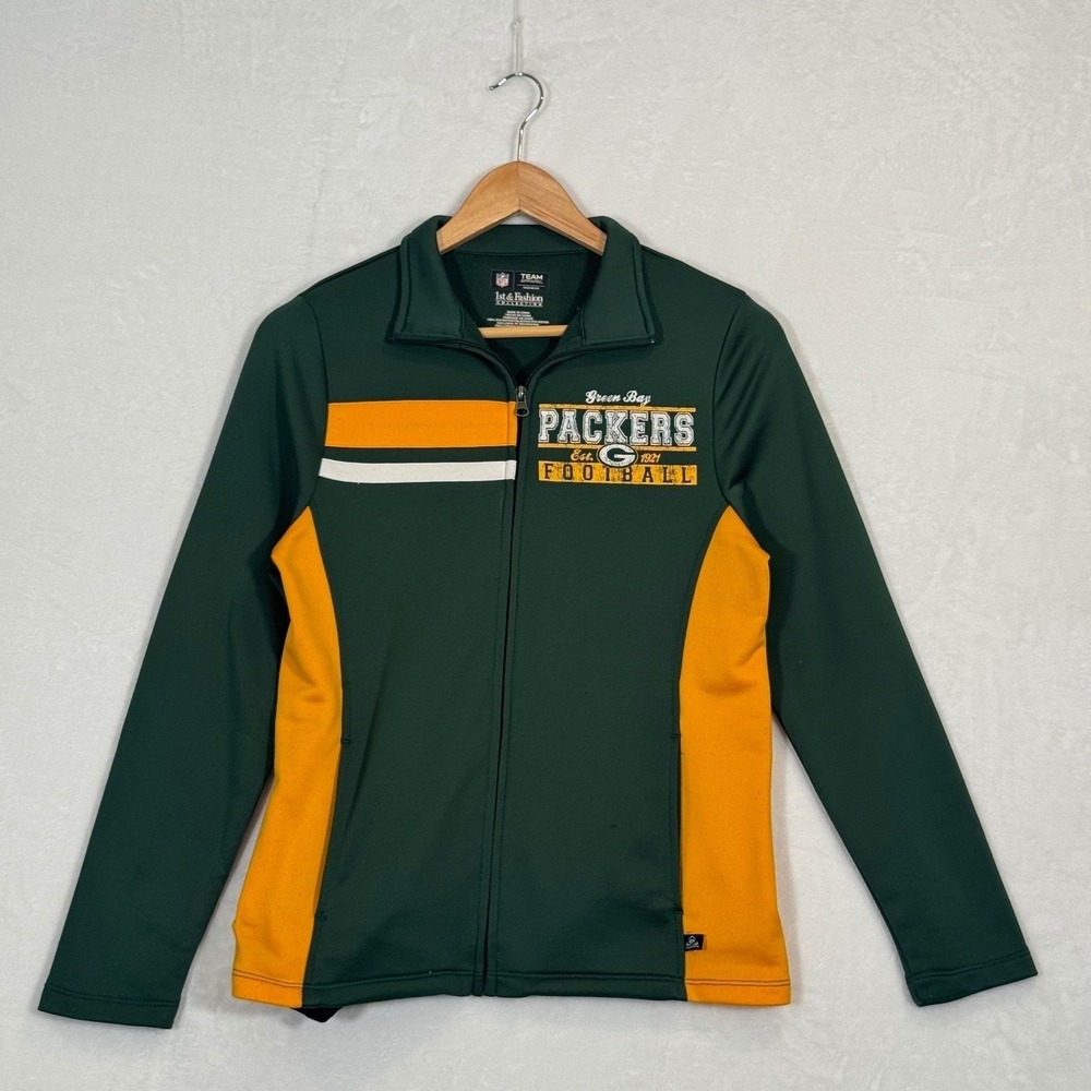 NFL Team Apparel Green Green Bay Packers Full Zip Track Jacket Small